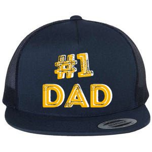 #1 Dad Number One Fathers Day Gift Family Best Dad Ever Gift Flat Bill Trucker Hat