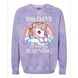 100 Days Of School Unicorn Teacher 100th Day Of School Colorblast Crewneck Sweatshirt