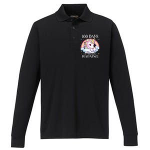 100 Days Of School Unicorn Teacher 100th Day Of School Performance Long Sleeve Polo