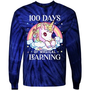 100 Days Of School Unicorn Teacher 100th Day Of School Tie-Dye Long Sleeve Shirt