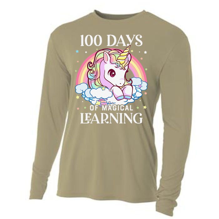 100 Days Of School Unicorn Teacher 100th Day Of School Cooling Performance Long Sleeve Crew