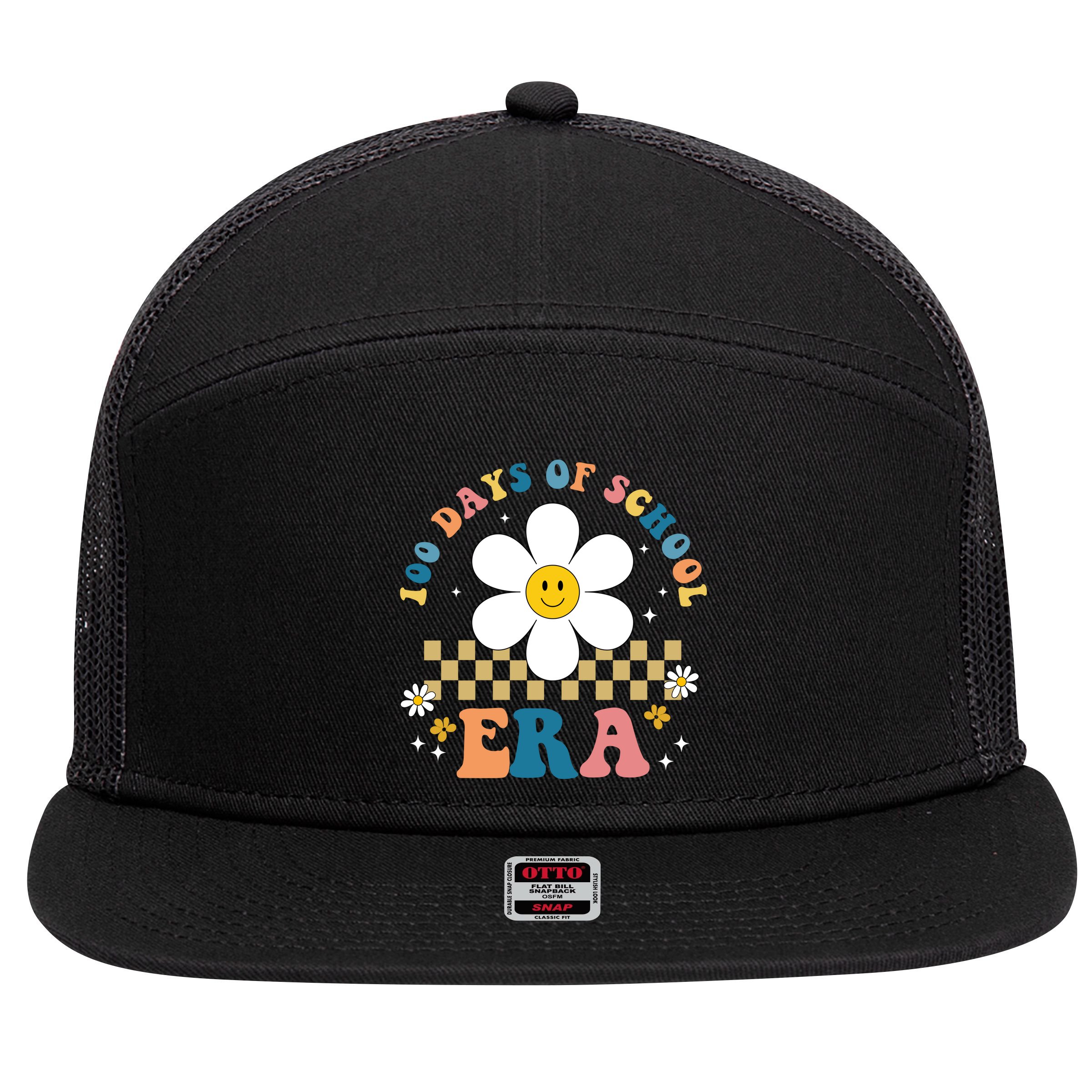 100 Days Of School Era Sunflower Cute 7 Panel Mesh Trucker Snapback Hat