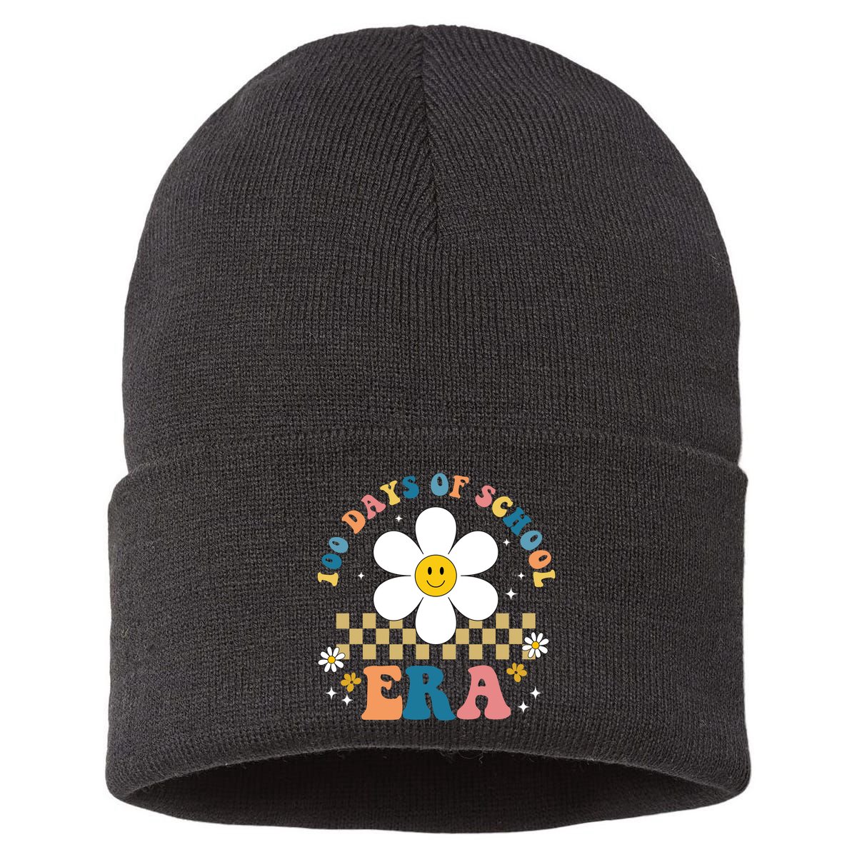 100 Days Of School Era Sunflower Cute Sustainable Knit Beanie