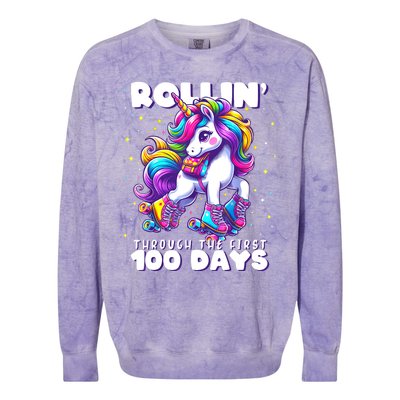 100 Days Of School Teacher 100th Day Unicorn Outfit Colorblast Crewneck Sweatshirt