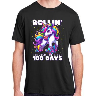 100 Days Of School Teacher 100th Day Unicorn Outfit Adult ChromaSoft Performance T-Shirt