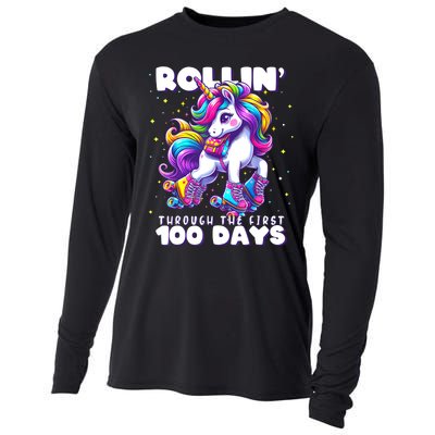 100 Days Of School Teacher 100th Day Unicorn Outfit Cooling Performance Long Sleeve Crew