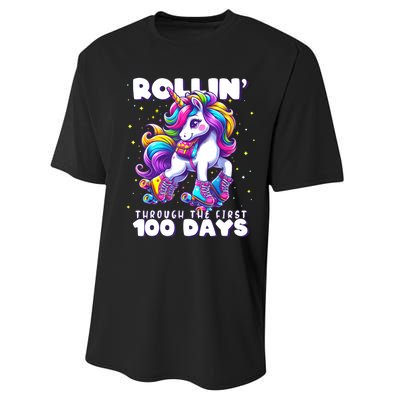 100 Days Of School Teacher 100th Day Unicorn Outfit Performance Sprint T-Shirt