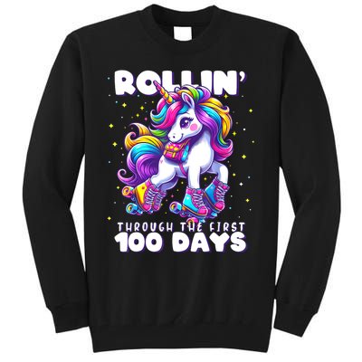 100 Days Of School Teacher 100th Day Unicorn Outfit Tall Sweatshirt