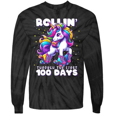 100 Days Of School Teacher 100th Day Unicorn Outfit Tie-Dye Long Sleeve Shirt