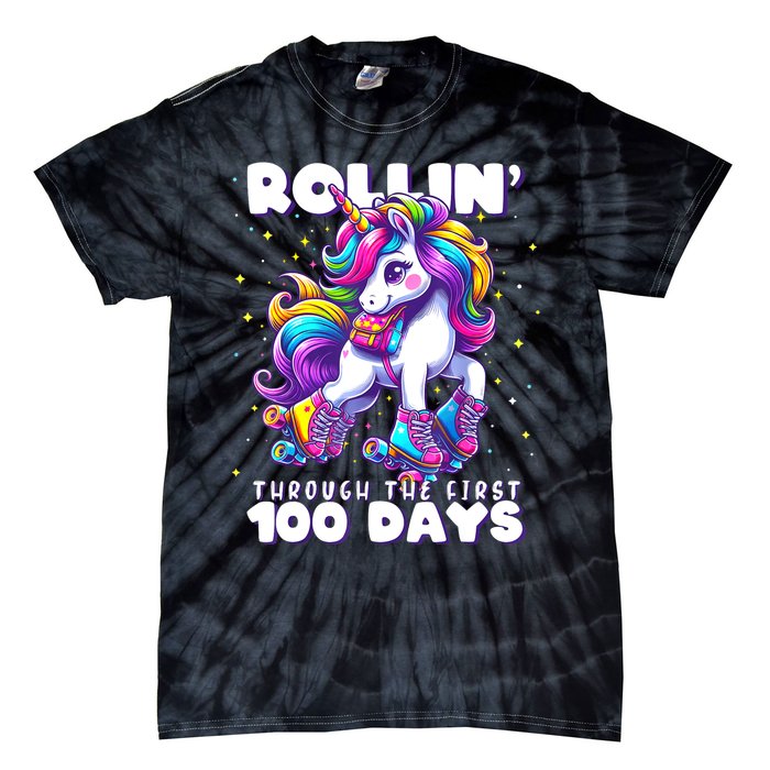 100 Days Of School Teacher 100th Day Unicorn Outfit Tie-Dye T-Shirt