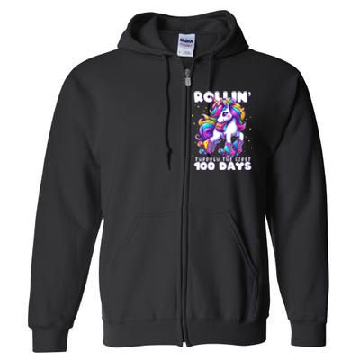 100 Days Of School Teacher 100th Day Unicorn Outfit Full Zip Hoodie