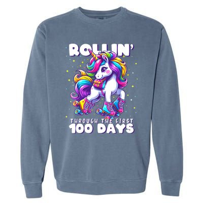 100 Days Of School Teacher 100th Day Unicorn Outfit Garment-Dyed Sweatshirt