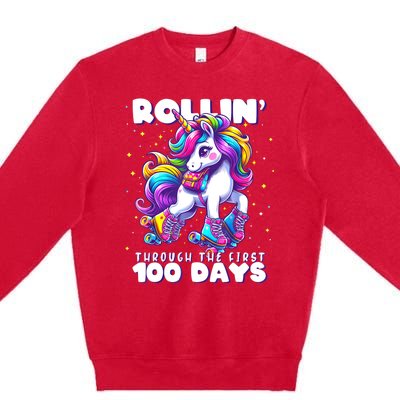 100 Days Of School Teacher 100th Day Unicorn Outfit Premium Crewneck Sweatshirt