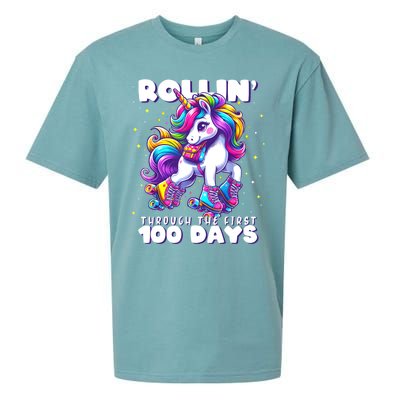 100 Days Of School Teacher 100th Day Unicorn Outfit Sueded Cloud Jersey T-Shirt