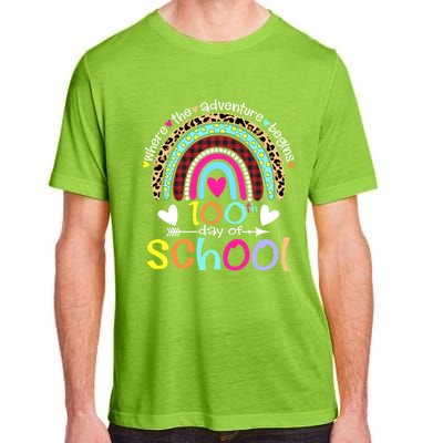 100th Day Of School Teacher Student 100 Days Smarter Rainbow Meaningful Gift Adult ChromaSoft Performance T-Shirt