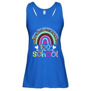 100th Day Of School Teacher Student 100 Days Smarter Rainbow Meaningful Gift Ladies Essential Flowy Tank