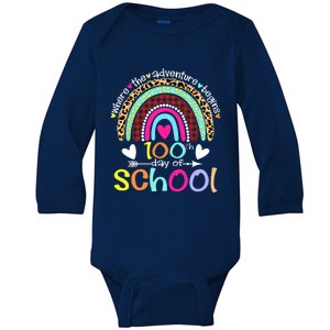 100th Day Of School Teacher Student 100 Days Smarter Rainbow Meaningful Gift Baby Long Sleeve Bodysuit