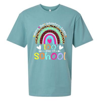 100th Day Of School Teacher Student 100 Days Smarter Rainbow Meaningful Gift Sueded Cloud Jersey T-Shirt