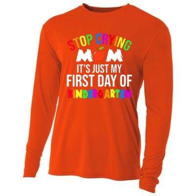 1St Day Of Kindergarten Stop Crying Mom Kindergarten Gift Cooling Performance Long Sleeve Crew