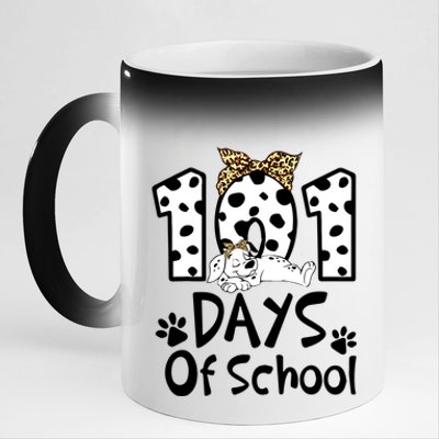 101 Days Of School Dalmatian Dog Boys Girls 100 Days Smarter 11oz Black Color Changing Mug