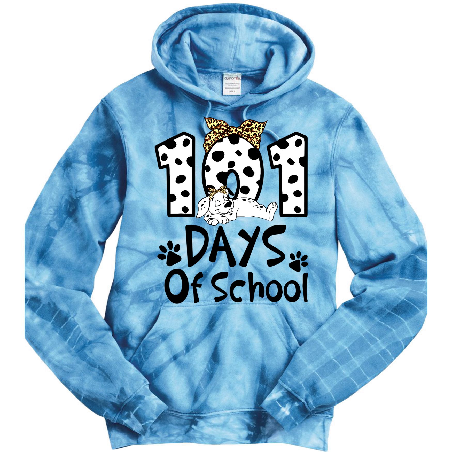 101 Days Of School Dalmatian Dog Boys Girls 100 Days Smarter Tie Dye Hoodie