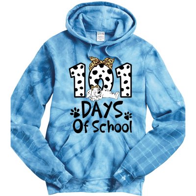 101 Days Of School Dalmatian Dog Boys Girls 100 Days Smarter Tie Dye Hoodie