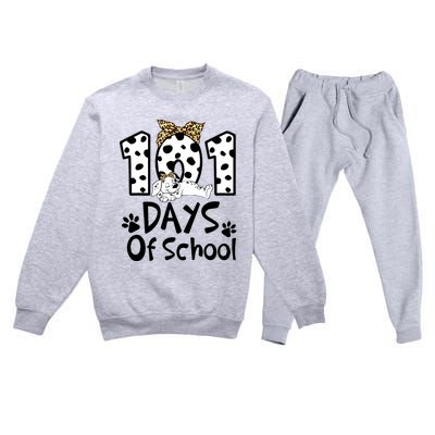 101 Days Of School Dalmatian Dog Boys Girls 100 Days Smarter Premium Crewneck Sweatsuit Set