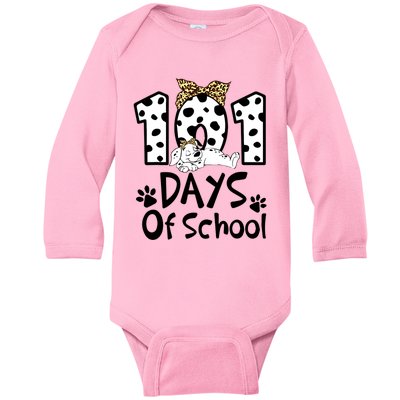 101 Days Of School Dalmatian Dog Boys Girls 100 Days Smarter Baby Long Sleeve Bodysuit