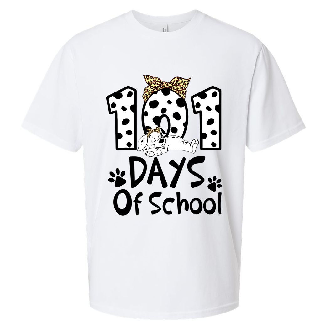 101 Days Of School Dalmatian Dog Boys Girls 100 Days Smarter Sueded Cloud Jersey T-Shirt