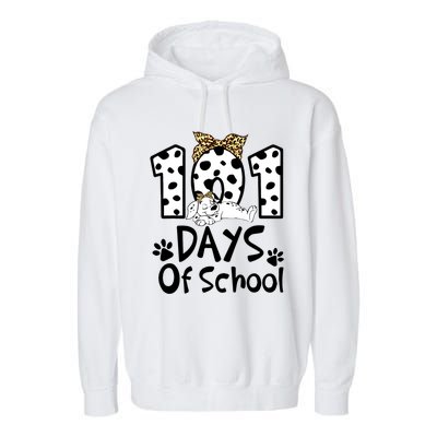 101 Days Of School Dalmatian Dog Boys Girls 100 Days Smarter Garment-Dyed Fleece Hoodie