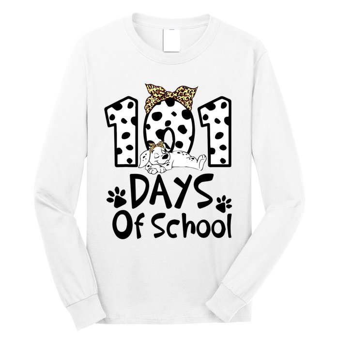 101 Days Of School Dalmatian Dog Boys Girls 100 Days Smarter Long Sleeve Shirt