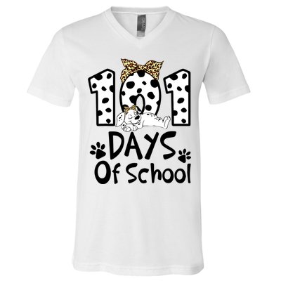 101 Days Of School Dalmatian Dog Boys Girls 100 Days Smarter V-Neck T-Shirt