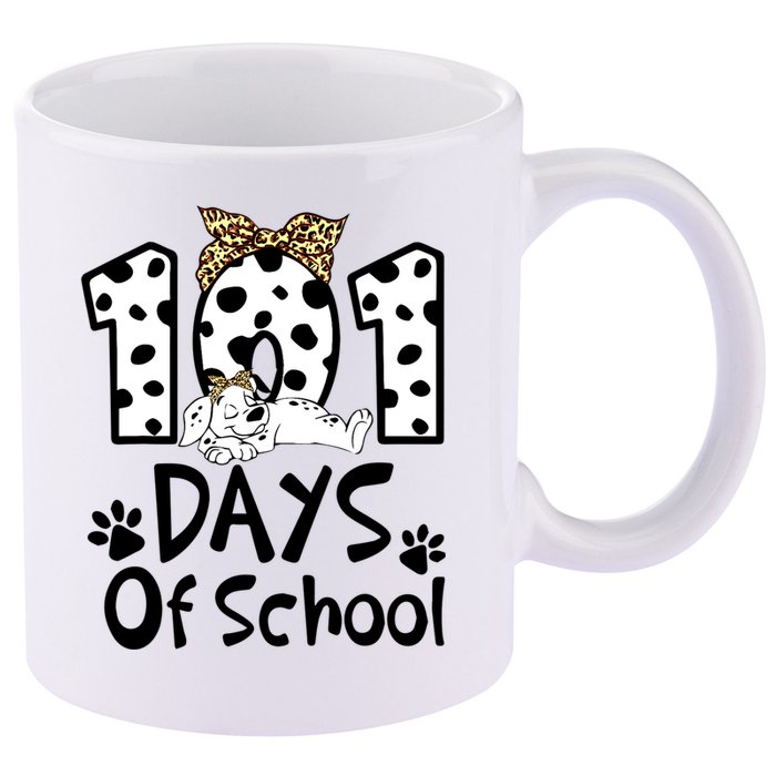 101 Days Of School Dalmatian Dog Boys Girls 100 Days Smarter 11oz C Handle Ceramic Mug