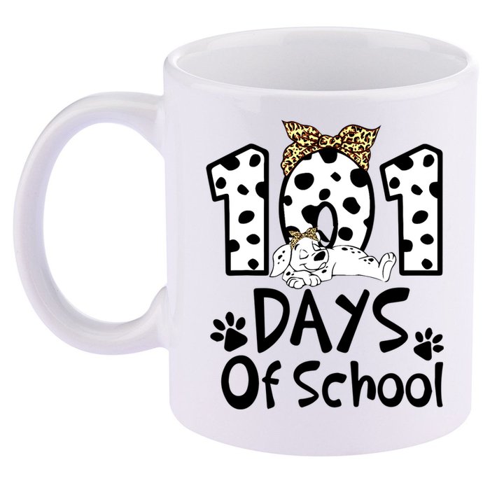 101 Days Of School Dalmatian Dog Boys Girls 100 Days Smarter 11oz C Handle Ceramic Mug