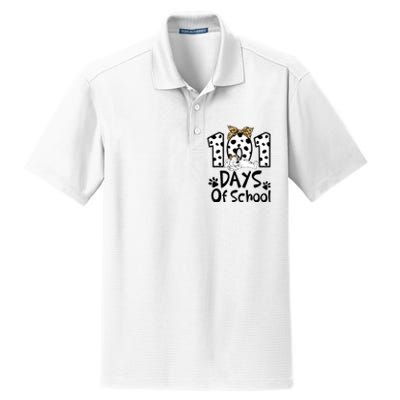 101 Days Of School Dalmatian Dog Boys Girls 100 Days Smarter Dry Zone Grid Polo