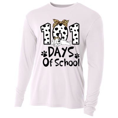 101 Days Of School Dalmatian Dog Boys Girls 100 Days Smarter Cooling Performance Long Sleeve Crew