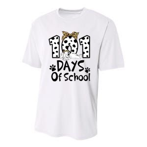 101 Days Of School Dalmatian Dog Boys Girls 100 Days Smarter Youth Performance Sprint T-Shirt