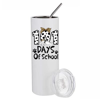 101 Days Of School Dalmatian Dog Boys Girls 100 Days Smarter Stainless Steel Tumbler