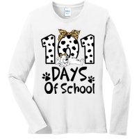 101 Days Of School Dalmatian Dog Boys Girls 100 Days Smarter Ladies Long Sleeve Shirt