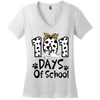 101 Days Of School Dalmatian Dog Boys Girls 100 Days Smarter Women's V-Neck T-Shirt