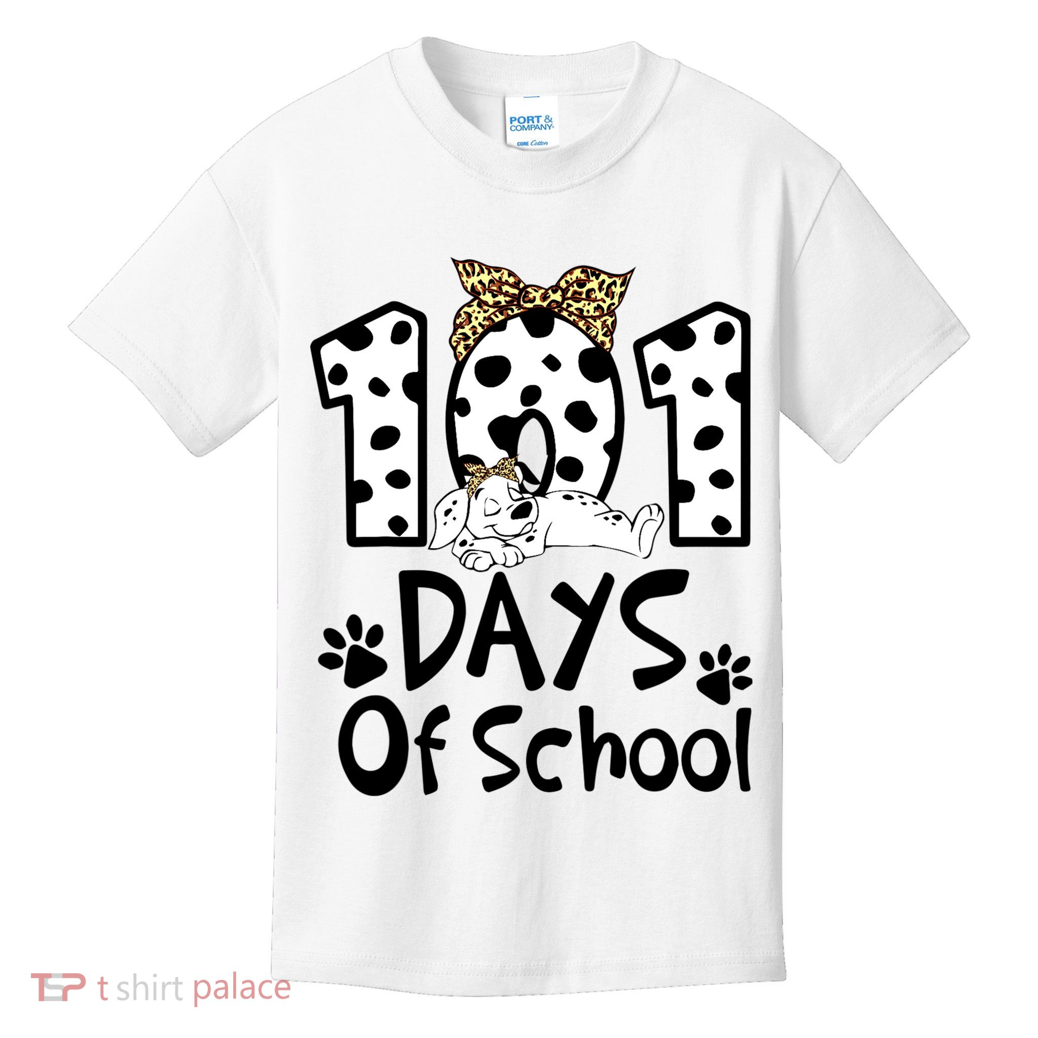 101 Days Of School Dalmatian Dog Boys Girls 100 Days Smarter Kids T-Shirt