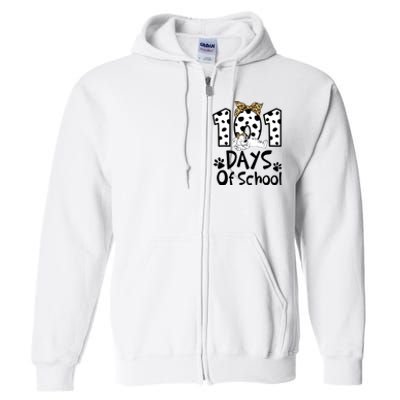 101 Days Of School Dalmatian Dog Boys Girls 100 Days Smarter Full Zip Hoodie