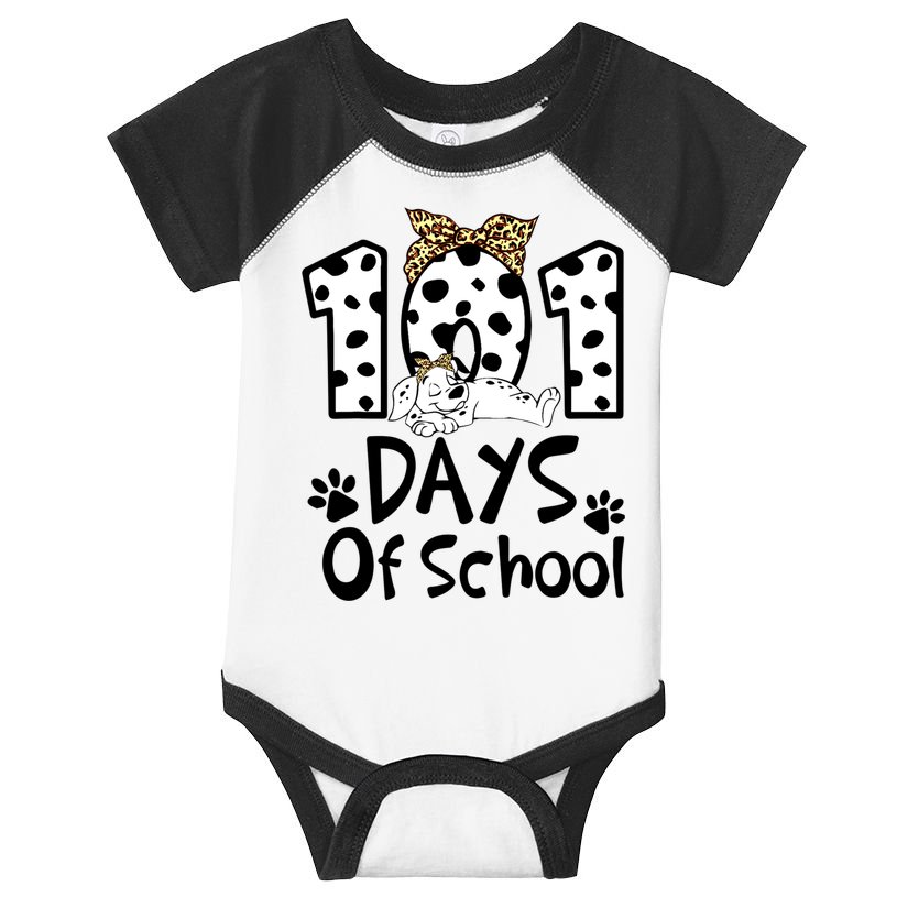 101 Days Of School Dalmatian Dog Boys Girls 100 Days Smarter Infant Baby Jersey Bodysuit
