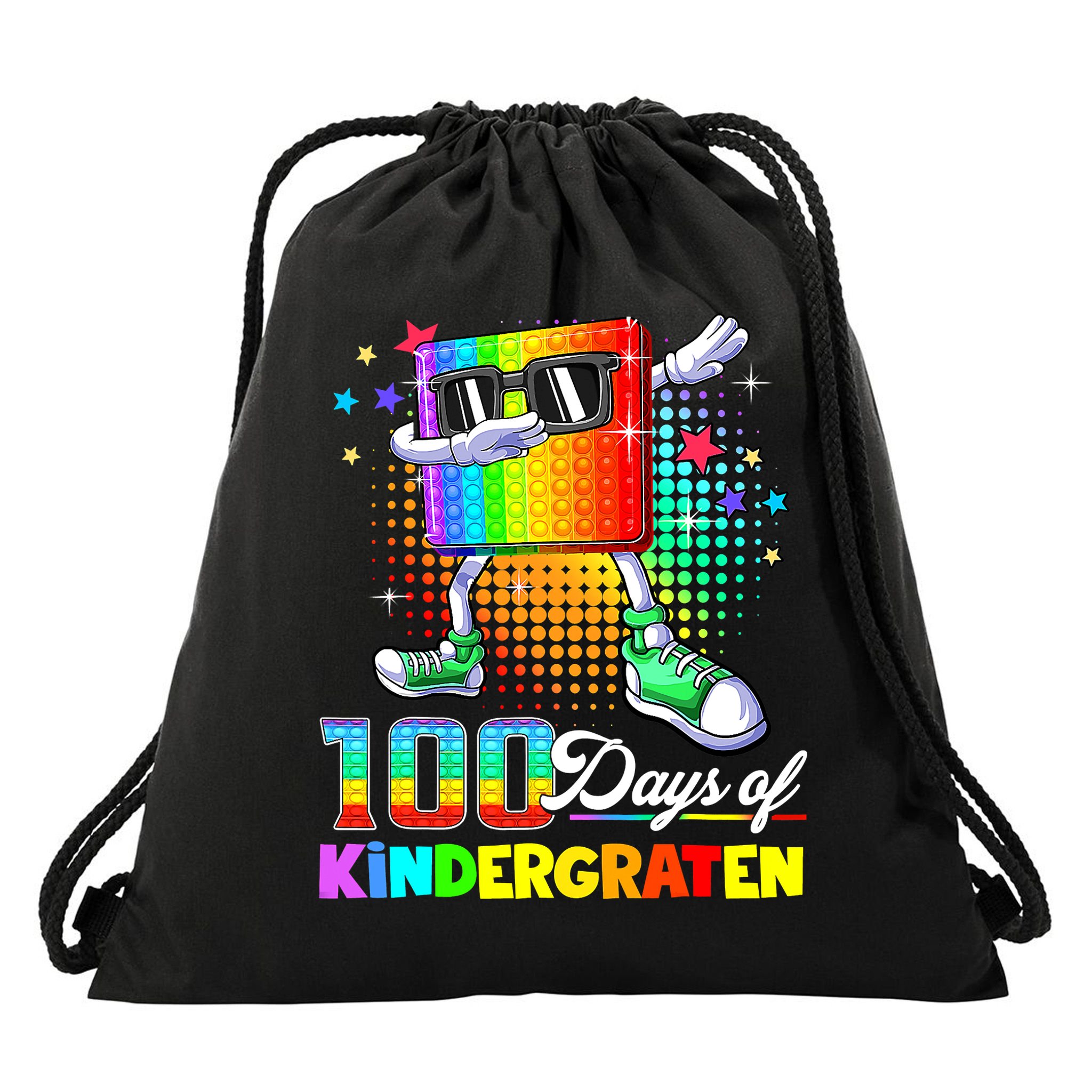 100 Days Of Kindergarten School Teacher 100th Day Pop Drawstring Bag