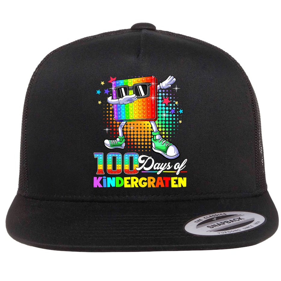 100 Days Of Kindergarten School Teacher 100th Day Pop Flat Bill Trucker Hat
