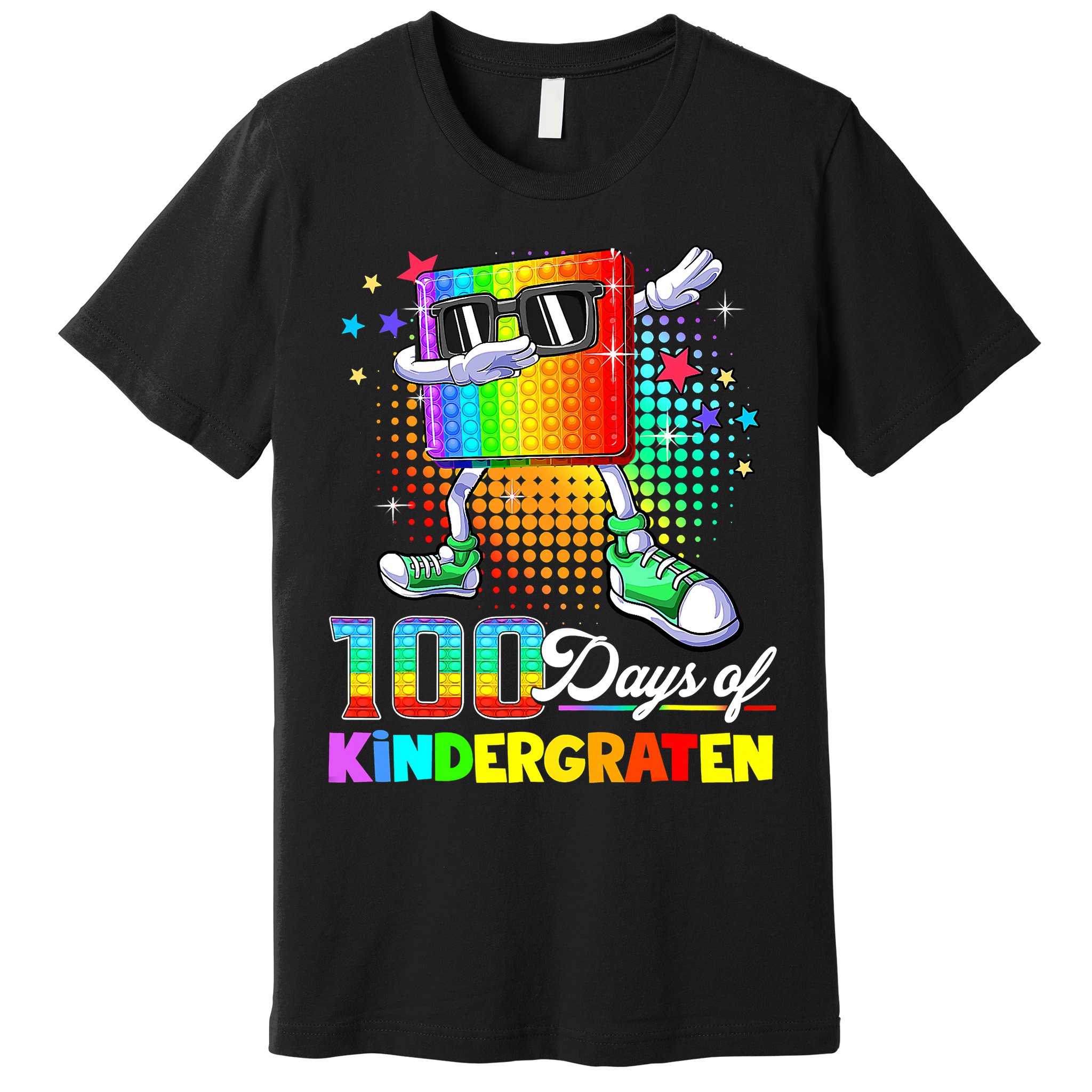 100 Days Of Kindergarten School Teacher 100th Day Pop Premium T-Shirt