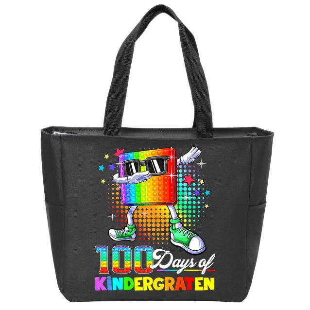 100 Days Of Kindergarten School Teacher 100th Day Pop Zip Tote Bag