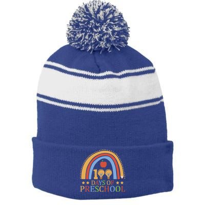 100 Days Of Preschool Nursery School Pencil Student Cute Gift Stripe Pom Pom Beanie