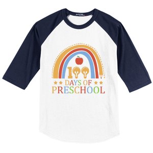 100 Days Of Preschool Nursery School Pencil Student Cute Gift Baseball Sleeve Shirt