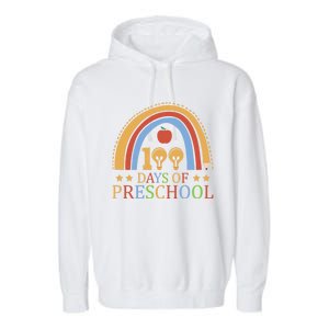 100 Days Of Preschool Nursery School Pencil Student Cute Gift Garment-Dyed Fleece Hoodie